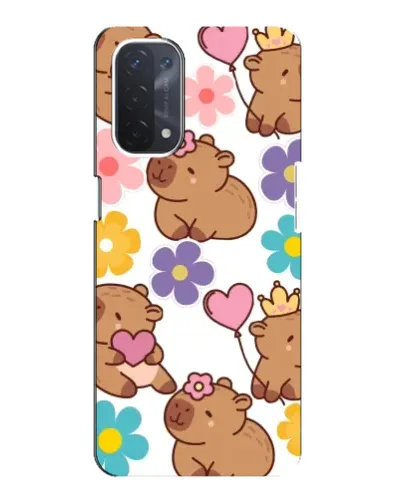 Чехол для OPPO A74 (5G) с картинкой «Цветочный паттерн капибар»