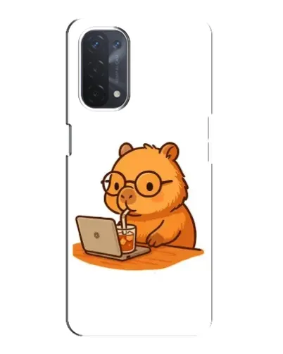 Чехол для OPPO A74 (5G) с картинкой «Капибара с ноутбуком»