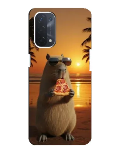 Чехол для OPPO A74 (5G) с картинкой «Капибара с пиццей»