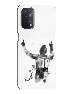 Чехол для OPPO A74 (5G) с картинкой «Черно-белый силуэт Месси»