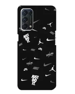 Чехол для OPPO A74 с картинкой «Nike Black Pattern»