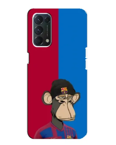 Чехол для OPPO A74 с картинкой «Bored Ape — фанат Барсы»