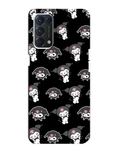 Чехол для OPPO A74 с картинкой «Черный паттерн Kuromi»