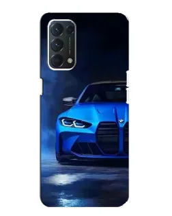 Чехол для OPPO A74 с картинкой «Голубая BMW M4»