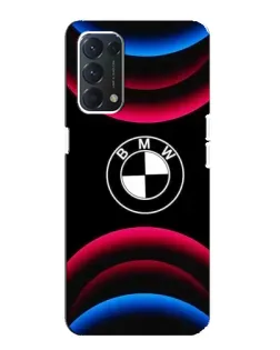 Чехол для OPPO A74 с картинкой «Логотип BMW и неоновые дуги»