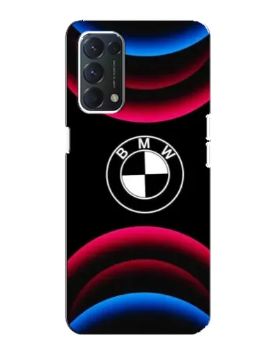 Чехол для OPPO A74 с картинкой «Логотип BMW и неоновые дуги»
