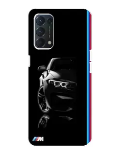 Чехол для OPPO A74 с картинкой «Силуэт BMW в темноте»