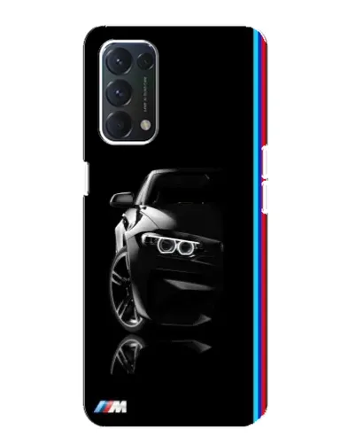 Чехол для OPPO A74 с картинкой «Силуэт BMW в темноте»