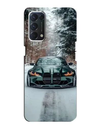 Чехол для OPPO A74 с картинкой «BMW в зимнем лесу»