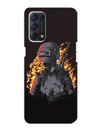 Чехол для OPPO A74 с картинкой «PUBG — огненный силуэт»