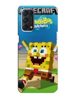 Чохол для OPPO A74 з картинкою «Губка Боб Minecraft»