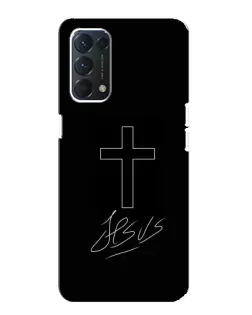 Чехол для OPPO A74 с картинкой «Графический крест Jesus»