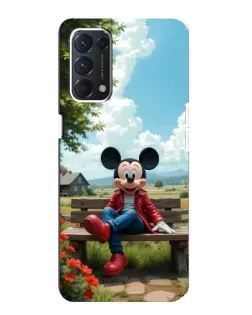 Чехол для OPPO A74 с картинкой «Микки на скамейке»