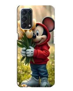 Чехол для OPPO A74 с картинкой «Микки с тюльпанами»