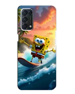 Чехол для OPPO A74 с картинкой «Губка Боб серфингист»