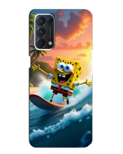 Чехол для OPPO A74 с картинкой «Губка Боб серфингист»