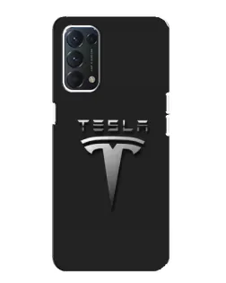 Чехол для OPPO A74 с картинкой «Стальной логотип Tesla»