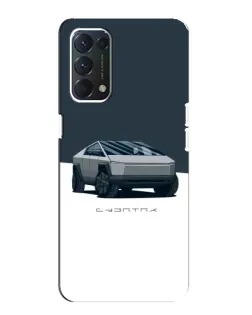 Чехол для OPPO A74 с картинкой «Серебристый Cybertruck Tesla»