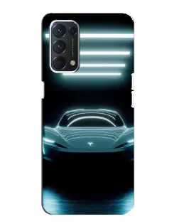 Чехол для OPPO A74 с картинкой «Tesla в неоне»