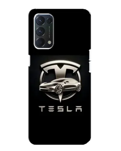 Чехол для OPPO A74 с картинкой «Tesla — серебристое авто»