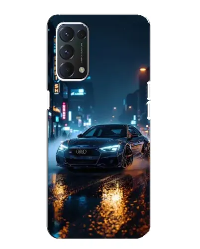 Чехол для OPPO A74 с картинкой «Ночной город и Audi»