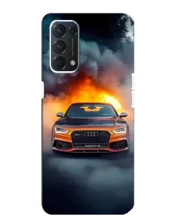 Чехол для OPPO A74 с картинкой «Audi в огненном дыму»