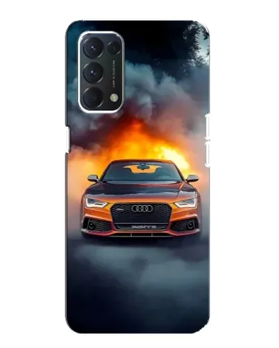 Чехол для OPPO A74 с картинкой «Audi в огненном дыму»