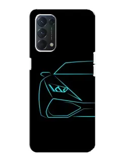 Чехол для OPPO A74 с картинкой «Голубой силуэт Lamborghini»
