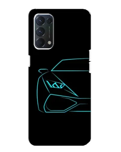 Чехол для OPPO A74 с картинкой «Голубой силуэт Lamborghini»
