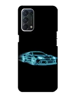 Чехол для OPPO A74 с картинкой «Неоновый контур Lamborghini»