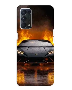 Чехол для OPPO A74 с картинкой «Lamborghini в огне»
