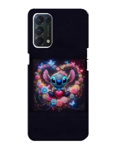 Чехол для OPPO A74 с картинкой «Stitch в цветах»