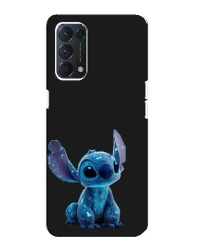 Чехол для OPPO A74 с картинкой «Стич на черном»