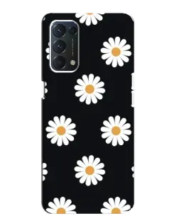 Чохол для OPPO A74 з картинкою «Ромашки на чорному»