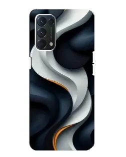 Чехол для OPPO A74 с картинкой «Объемные черно-белые ленты»