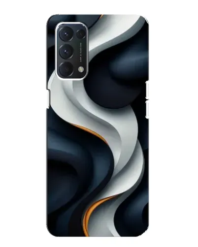 Чехол для OPPO A74 с картинкой «Объемные черно-белые ленты»