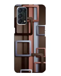 Чехол для OPPO A74 с картинкой «Коричневые объемные квадраты»