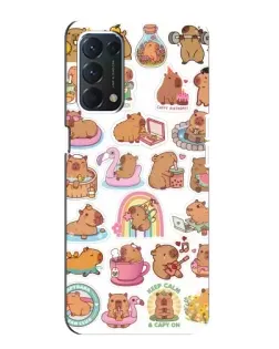Чехол для OPPO A74 с картинкой «Капибары набор»