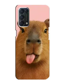 Чехол для OPPO A74 с картинкой «Капибара с языком»