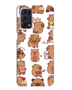 Чехол для OPPO A74 с картинкой «Стикерпак с капибарами»