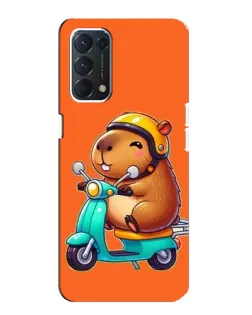 Чехол для OPPO A74 с картинкой «Капибара на скутере»