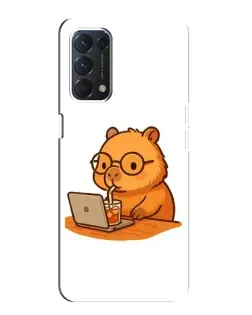 Чехол для OPPO A74 с картинкой «Капибара с ноутбуком»