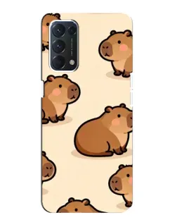 Чехол для OPPO A74 с картинкой «Паттерн милых капибар»