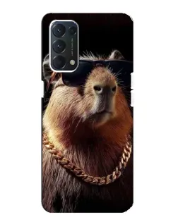 Чехол для OPPO A74 с картинкой «Капибара золотая цепь»