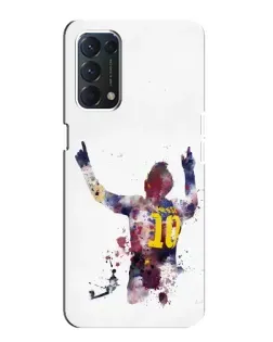 Чехол для OPPO A74 с картинкой «Акварельный Месси Барселона»