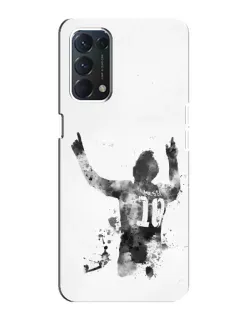 Чехол для OPPO A74 с картинкой «Черно-белый силуэт Месси»