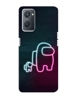 Чехол для OPPO A76 с картинкой «Among Us неон-арт»