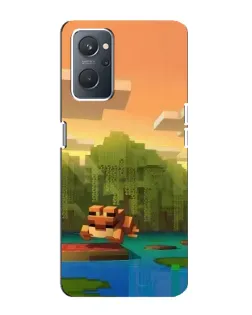 Чехол для OPPO A76 с картинкой «Майнкрафт закат солнца»