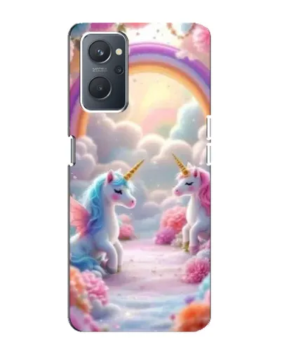 Чехол для OPPO A76 с картинкой «Радуга и единороги»