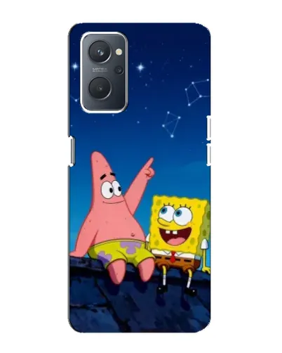 Чехол для OPPO A76 с картинкой «Губка Боб и Патрик ночью»